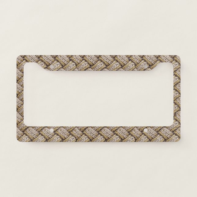 Braided Thread Knit Texture – Warm Beige (3) License Plate Frame (Front)