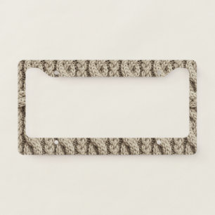 Braided Thread Knit Texture – Warm Beige (4) License Plate Frame