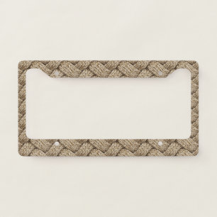 Braided Thread Knit Texture – Warm Beige License Plate Frame