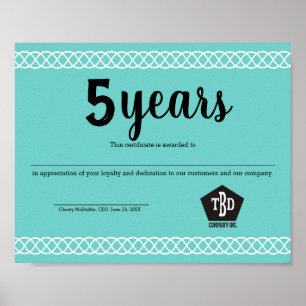 Braided universal employee anniversary certificate poster