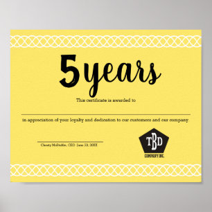 Braided universal employee anniversary certificate poster