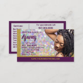 Braider Braids Loctician Glitter Business Card (Front/Back)