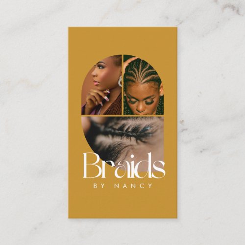 Braids Arch Photo Collage Qr Code Yellow Mustard  Business Card
