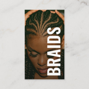 Braids bold Typography script handwritten photo Business Card