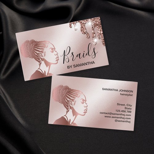 Braids Braided Hair Afro American Woman Business C Business Card