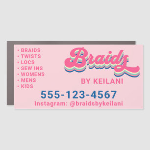 Braids Braiding Braider Groovy Retro 12"x24" Car Magnet