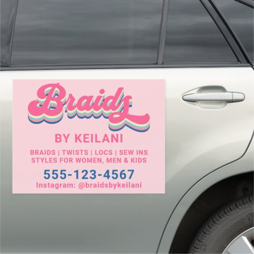 Braids Braiding Braider Groovy Retro 18x24  Car Magnet