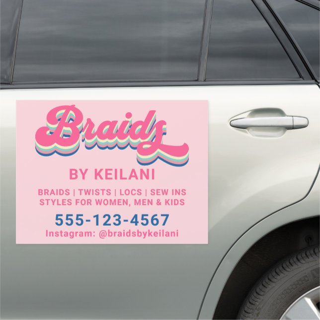 Braids Braiding Braider Groovy Retro 18"x24"  Car Magnet (In Situ)