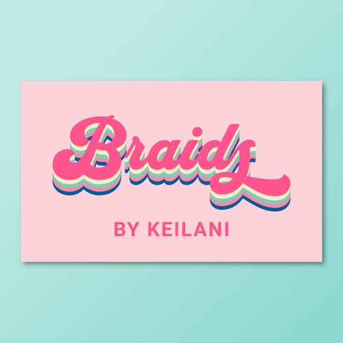 Braids Braiding Braider Groovy Retro Colorful Business Card