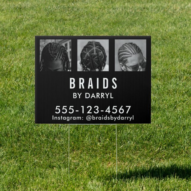 Braids Braiding Photo Afro Hair Stylist 18"x24" Sign (Insitu)