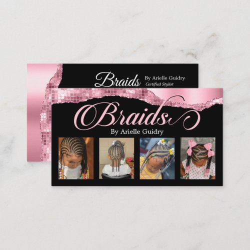 Braids Hair Braiding Stylist Salon Add Photos Pink Business Card