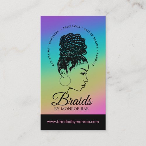 Braids Hair Stylist Braider Beautician Salon Busin Business Card