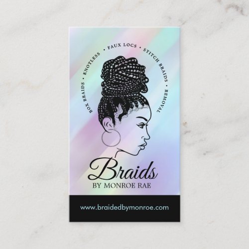 Braids Hair Stylist Braider Beautician Salon Business Card