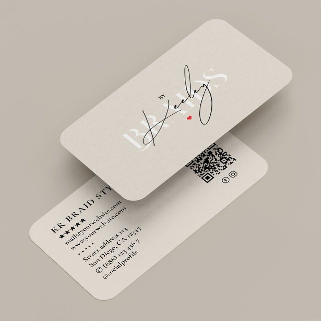Braids Hair Stylist Elegant Signature Beige Sand Business Card (Braids Hair Stylist Elegant Signature Beige Sand)