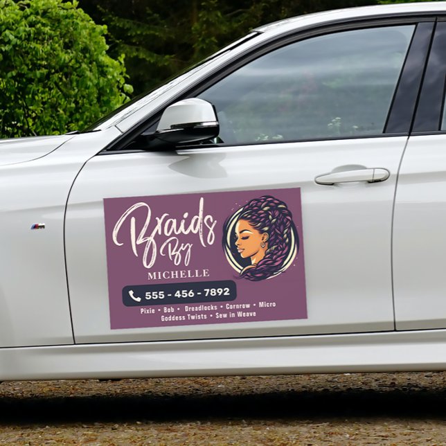 Braids Hair Stylist Modern Car Magnet (Creator Uploaded)