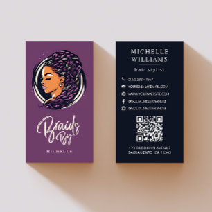 Braids Hair Stylist Modern QR Code Business Card