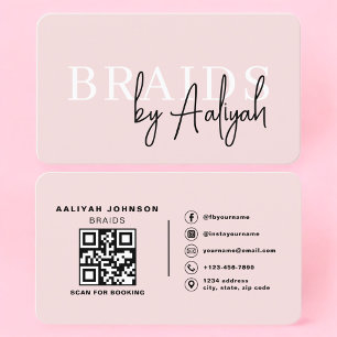 Braids Hair Stylist QR Code Business Card