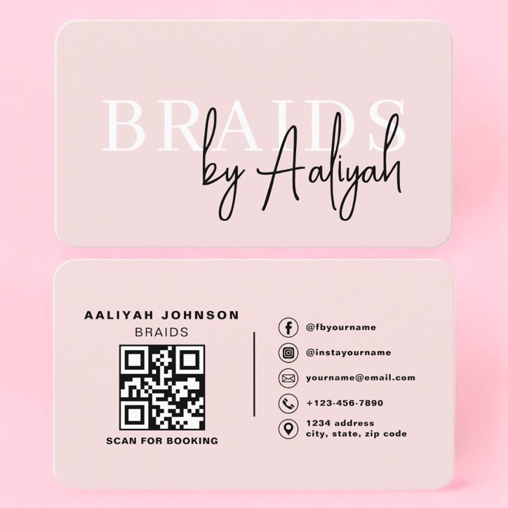 Braids Hair Stylist QR Code Business Card