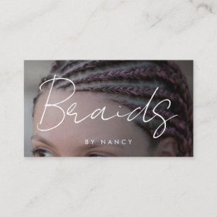 Braids Handwritten Script Typography Photo Business Card