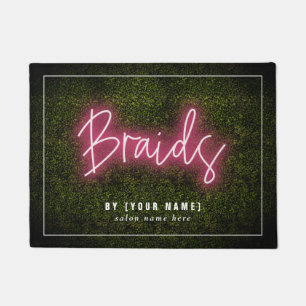 Braids Neon Boxwood Hair Salon Business Doormat