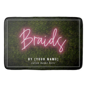 Braids Neon Boxwood Hair Salon Cosmetologist Bath Mat