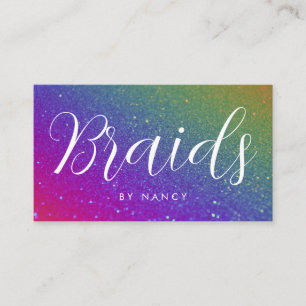 Braids Typography Rainbow Glitter Sparkle Business Card