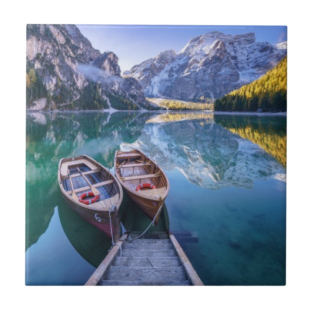 Braies Lake | Dolomite Alps, Italy Ceramic Tile (Front)