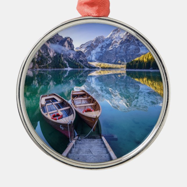 Braies Lake | Dolomite Alps, Italy Metal Ornament (Front)