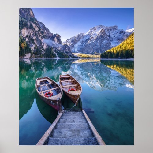 Braies Lake  Dolomite Alps Italy Poster