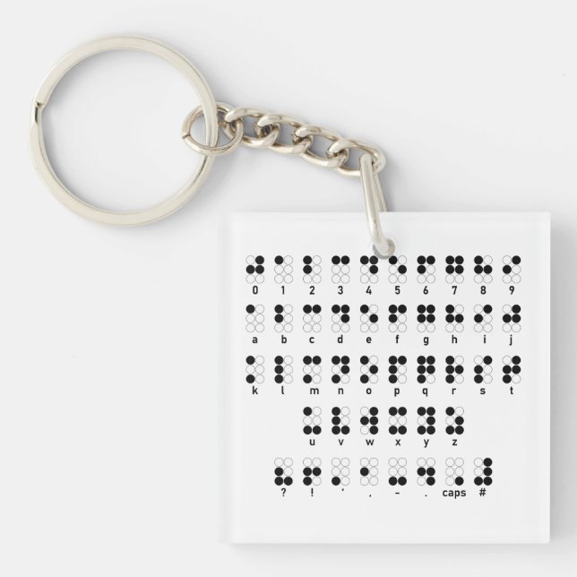 Braille alphabet blind letters symbol keychain (Front)
