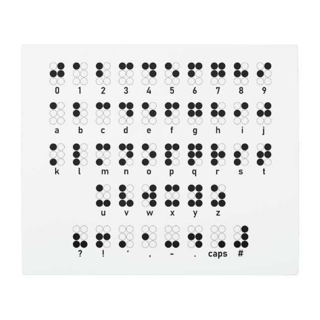 Braille alphabet blind letters symbol metal print (Front)