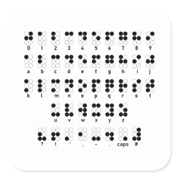 Braille alphabet blind letters symbol square sticker