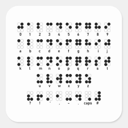 Braille alphabet blind letters symbol square sticker