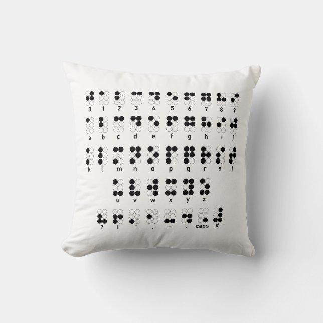Braille alphabet blind letters symbol throw pillow (Front)