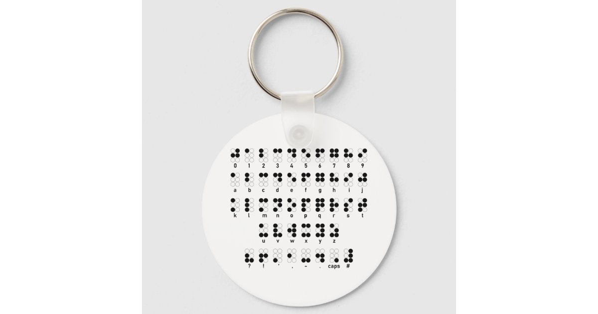 Key ring with the 6 braille dots on it