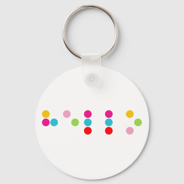 Braille blind alphabet letters hello text keychain (Front)