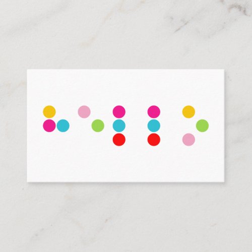 Braille blind language alphabet letters hello text business card