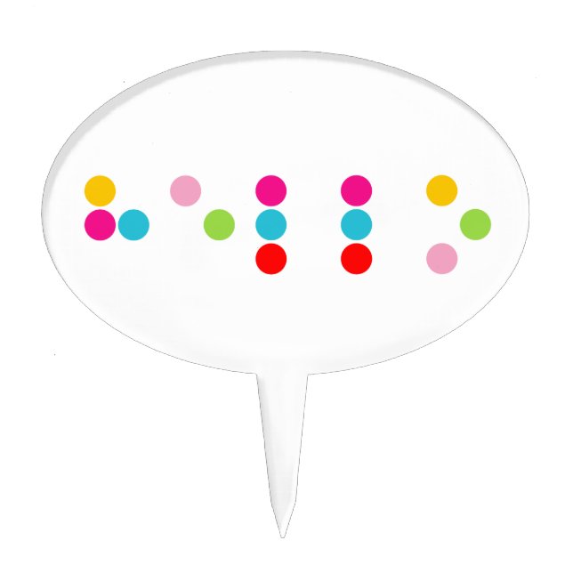 Braille blind language alphabet letters hello text cake topper (Front)