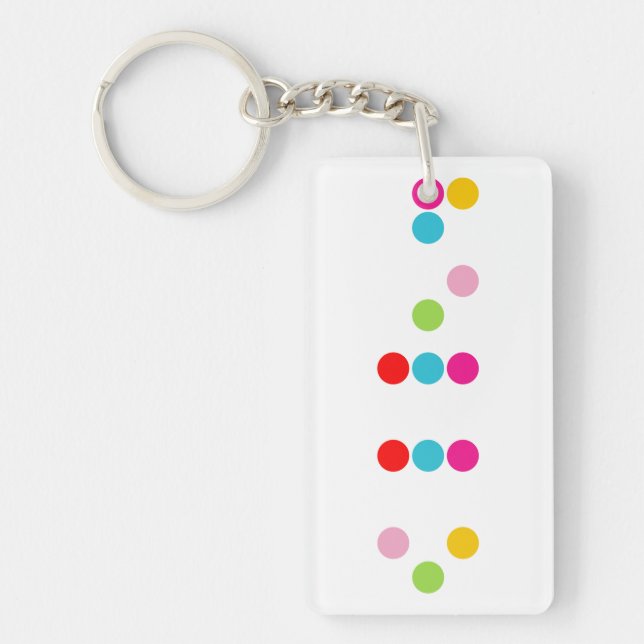 Braille blind language alphabet letters hello text keychain (Front)