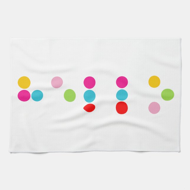 Braille blind language alphabet letters hello text kitchen towel (Horizontal)