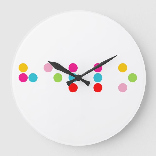 Braille blind language alphabet letters hello text large clock (Front)