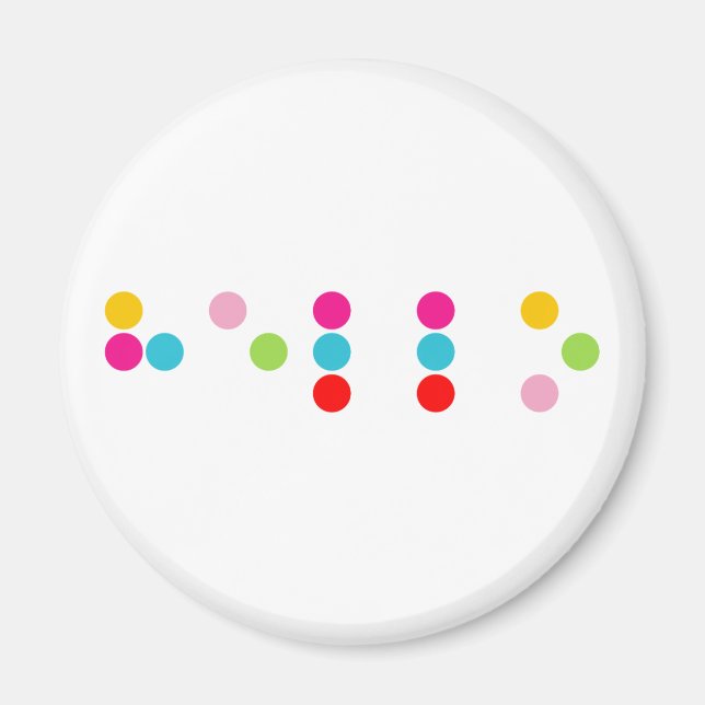 Braille blind language alphabet letters hello text magnet (Front)