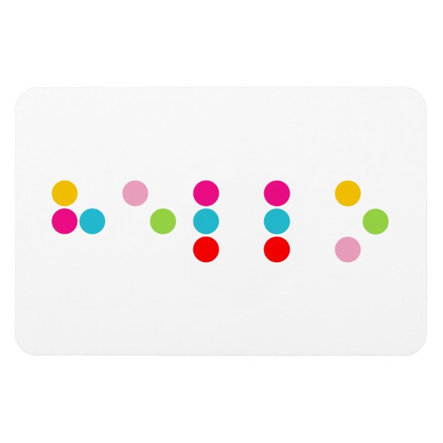 Braille blind language alphabet letters hello text magnet (Horizontal)