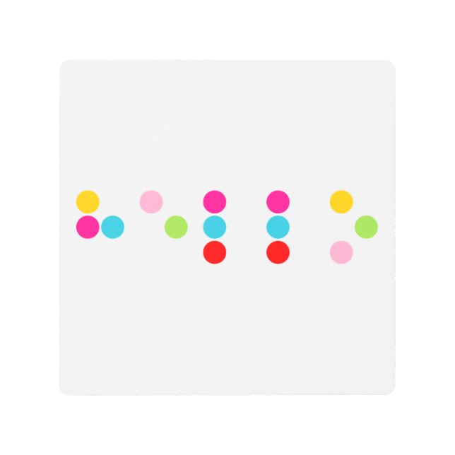 Braille blind language alphabet letters hello text metal print (Front)