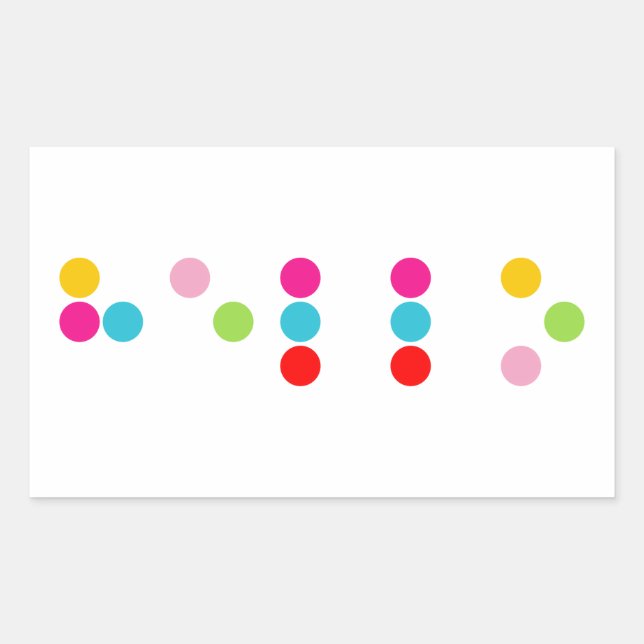 Braille blind language alphabet letters hello text rectangular sticker (Front)