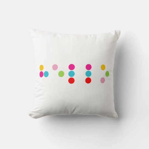 Braille blind language alphabet letters hello text throw pillow