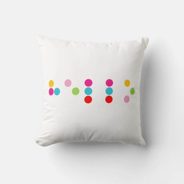 Braille blind language alphabet letters hello text throw pillow (Front)