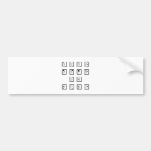 Braille Computer Key Numbers Bumper Sticker