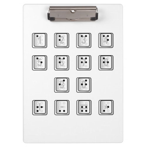 Braille Computer Key Numbers Clipboard
