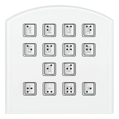 Braille Computer Key Numbers Door Sign